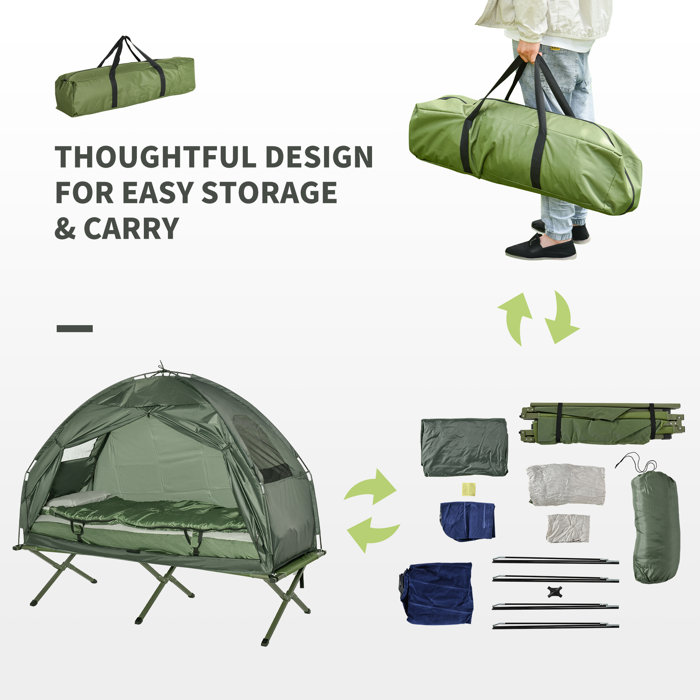 Outsunny Deluxe 4in1 Compact Folding Shelter Tent with Sleeping Bag